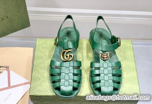 Luxury Gucci Men's Strap Flat Sandals 021935 Green