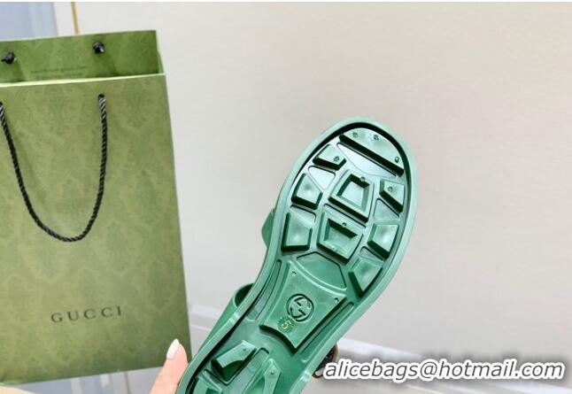 Luxury Gucci Men's Strap Flat Sandals 021935 Green