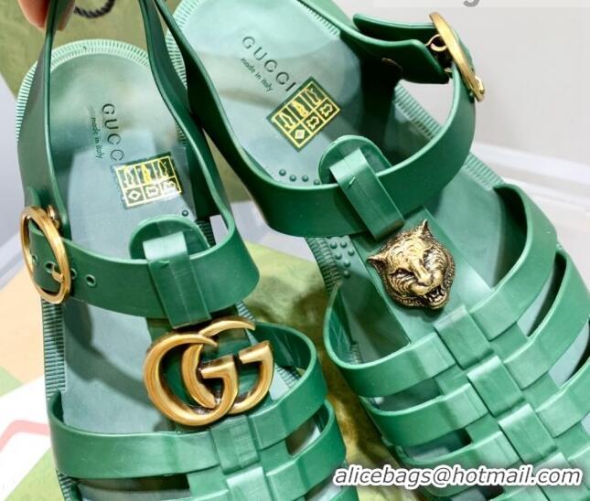 Luxury Gucci Men's Strap Flat Sandals 021935 Green