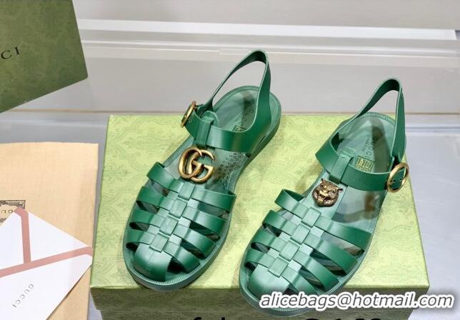 Luxury Gucci Men's Strap Flat Sandals 021935 Green