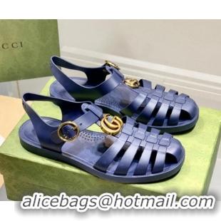 Top Design Gucci Men's Strap Flat Sandals 021935 Blue