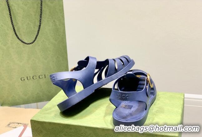 Top Design Gucci Men's Strap Flat Sandals 021935 Blue