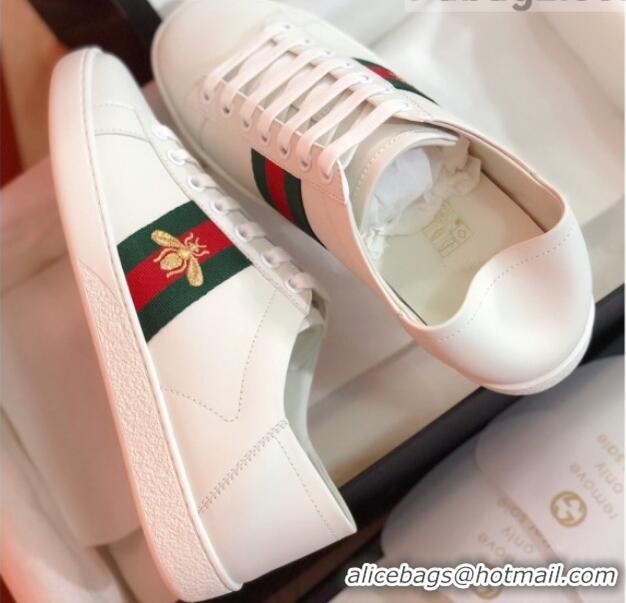 Sumptuous Gucci Ace Sneakers with Bee and Web 022136 White