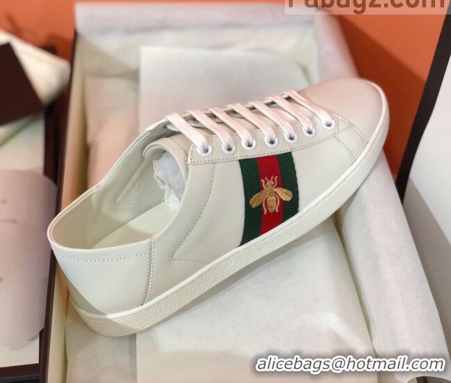 Sumptuous Gucci Ace Sneakers with Bee and Web 022136 White