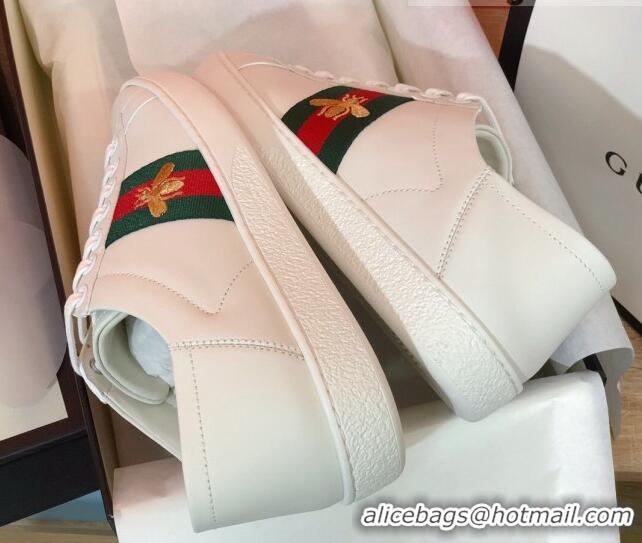 Sumptuous Gucci Ace Sneakers with Bee and Web 022136 White