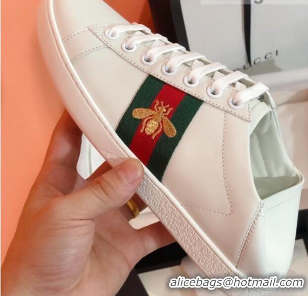 Sumptuous Gucci Ace Sneakers with Bee and Web 022136 White