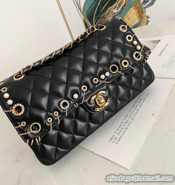 Luxury Discount Chanel classic handbag Lambskin& gold Metal AS1112 black