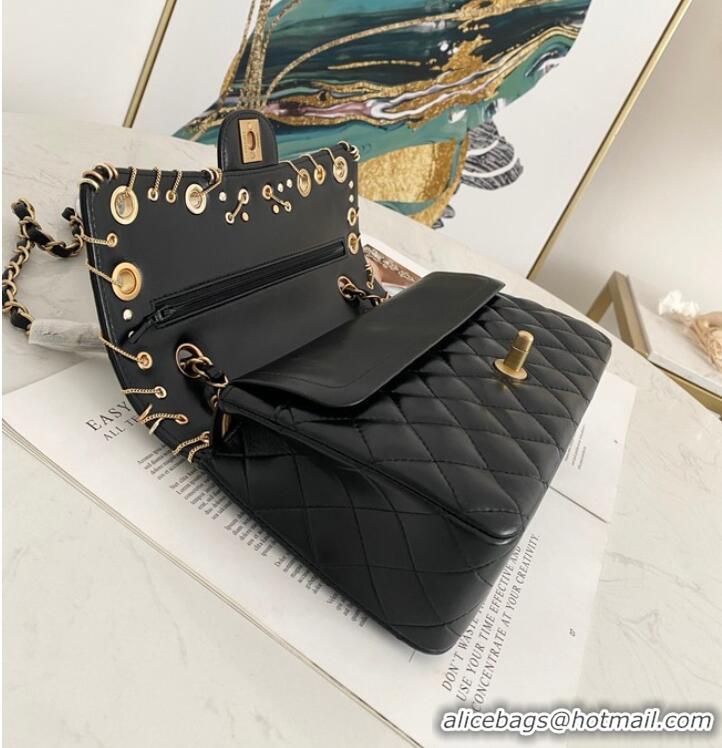 Luxury Discount Chanel classic handbag Lambskin& gold Metal AS1112 black