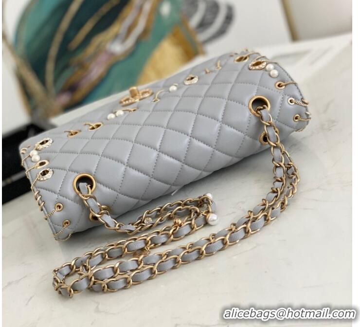 Discount Chanel classic handbag Lambskin& gold Metal AS1112 Gray