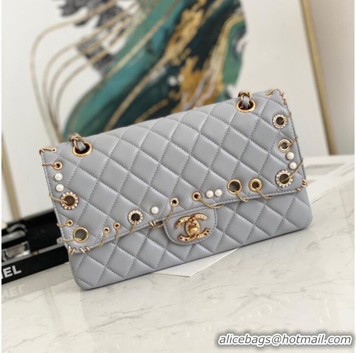 Discount Chanel classic handbag Lambskin& gold Metal AS1112 Gray