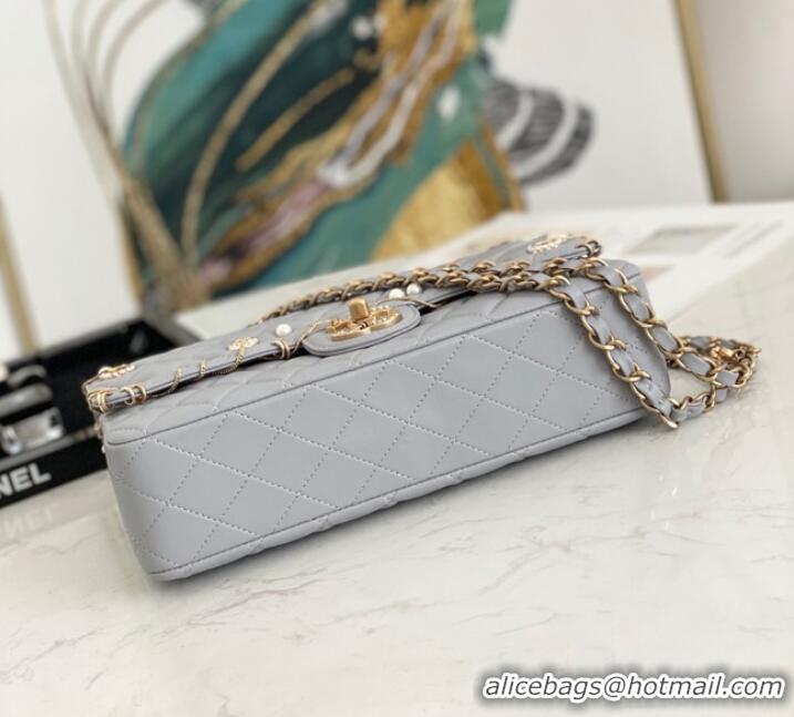 Discount Chanel classic handbag Lambskin& gold Metal AS1112 Gray