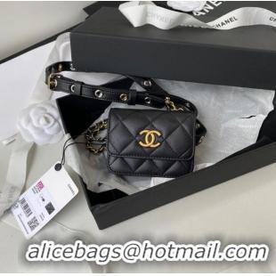 Famous Brand Chanel Sheepskin Original Leather Pocket AP2549 Black