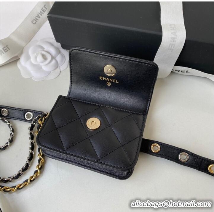 Famous Brand Chanel Sheepskin Original Leather Pocket AP2549 Black