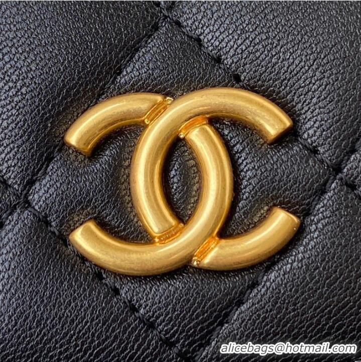 Famous Brand Chanel Sheepskin Original Leather Pocket AP2549 Black