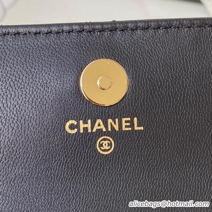 Famous Brand Chanel Sheepskin Original Leather Pocket AP2549 Black