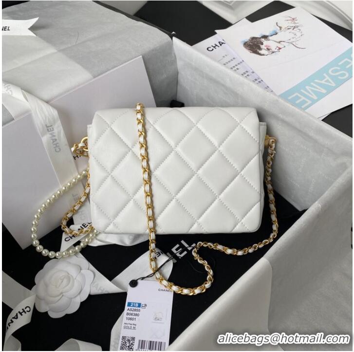 Good Product Chanel Lambskin Flap Shoulder Bag Original leather AS2855 white