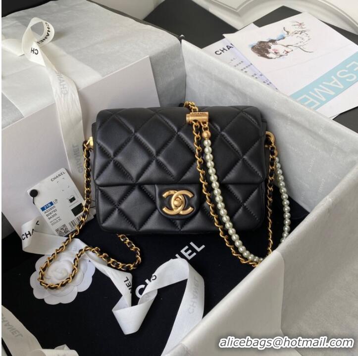 Low Cost Chanel Lambskin Flap Shoulder Bag Original leather AS2855 black