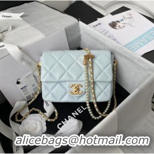 Top Grade Chanel Lambskin Flap Shoulder Bag Original leather AS2855 light blue