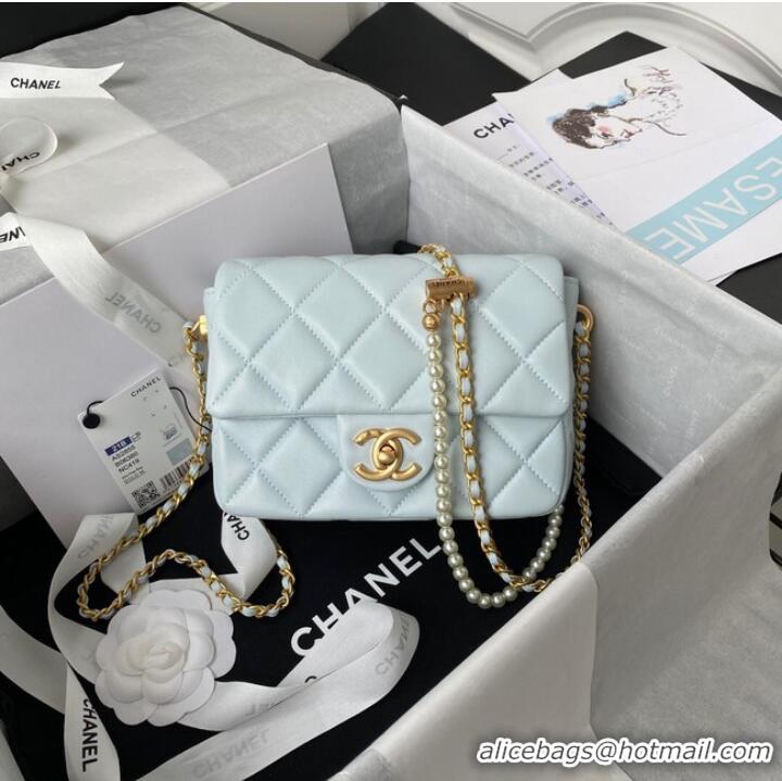 Top Grade Chanel Lambskin Flap Shoulder Bag Original leather AS2855 light blue