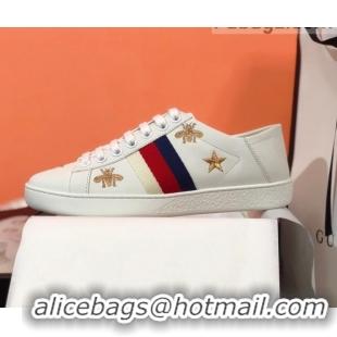 Grade Quality Gucci Ace Sneakers with Bees and Stars 022137 White