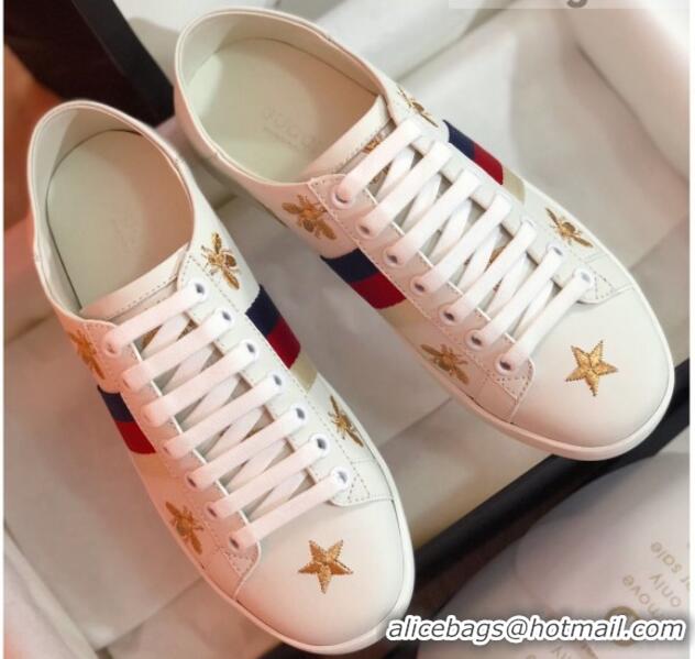 Grade Quality Gucci Ace Sneakers with Bees and Stars 022137 White