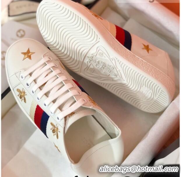 Grade Quality Gucci Ace Sneakers with Bees and Stars 022137 White