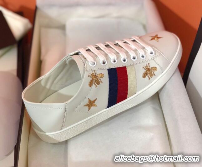 Grade Quality Gucci Ace Sneakers with Bees and Stars 022137 White