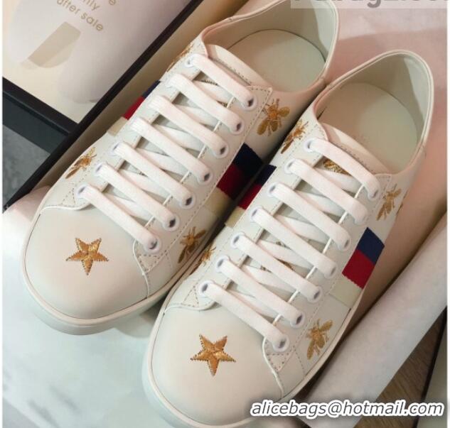 Grade Quality Gucci Ace Sneakers with Bees and Stars 022137 White