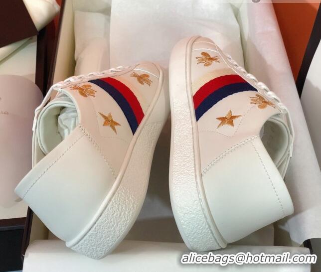 Grade Quality Gucci Ace Sneakers with Bees and Stars 022137 White