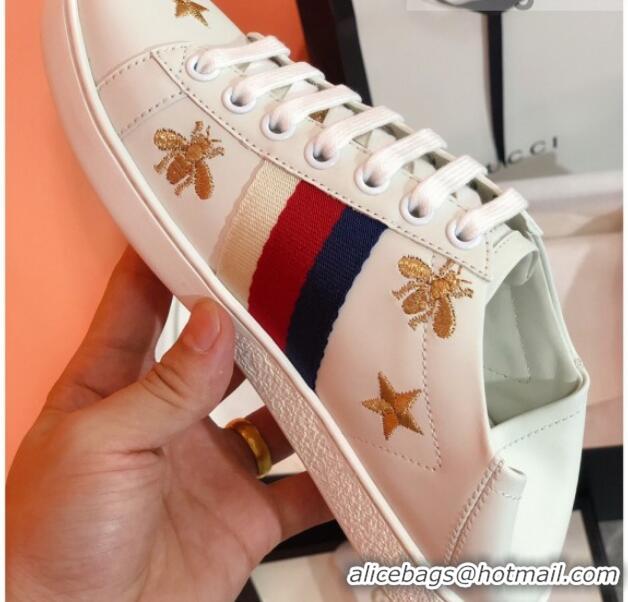 Grade Quality Gucci Ace Sneakers with Bees and Stars 022137 White