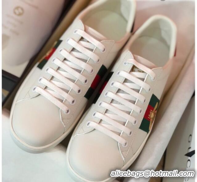 Stylish Gucci Ace Sneakers with Embroidered Bee and Web 022138 White