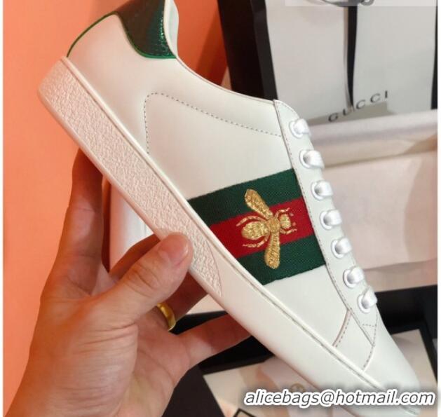 Stylish Gucci Ace Sneakers with Embroidered Bee and Web 022138 White