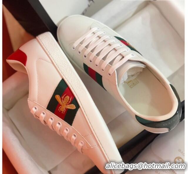 Stylish Gucci Ace Sneakers with Embroidered Bee and Web 022138 White