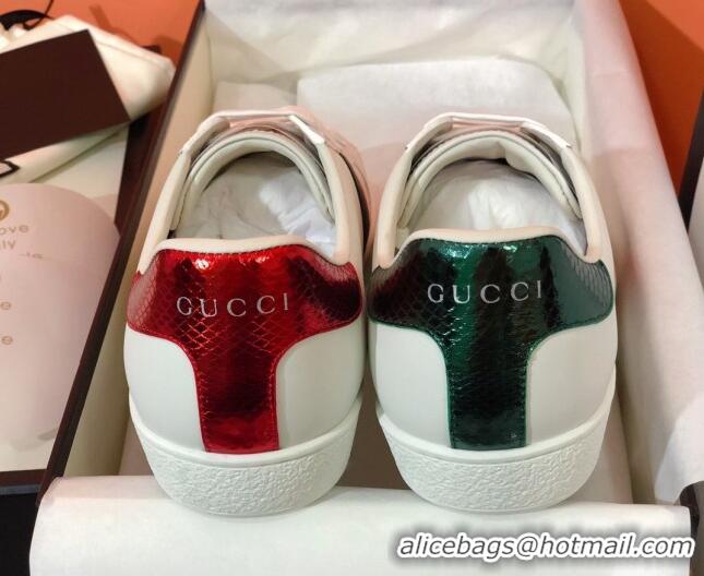 Stylish Gucci Ace Sneakers with Embroidered Bee and Web 022138 White