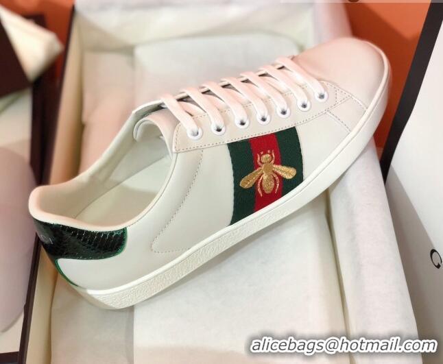 Stylish Gucci Ace Sneakers with Embroidered Bee and Web 022138 White