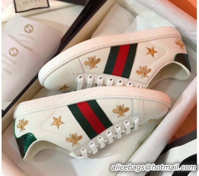 Top Grade Gucci Ace Sneakers with Bee and Web 022139 White