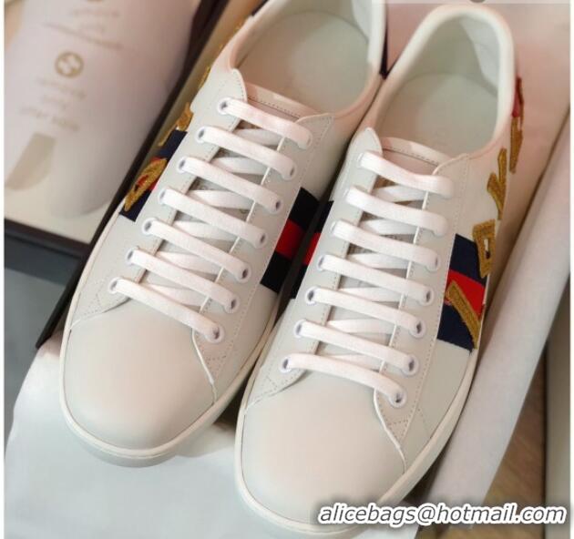 Good Looking Gucci Ace Sneakers in Embroidered Leather 022140 White