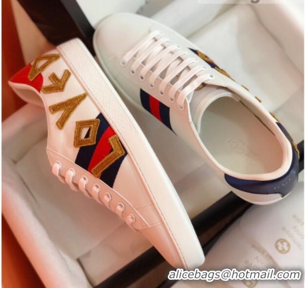 Good Looking Gucci Ace Sneakers in Embroidered Leather 022140 White