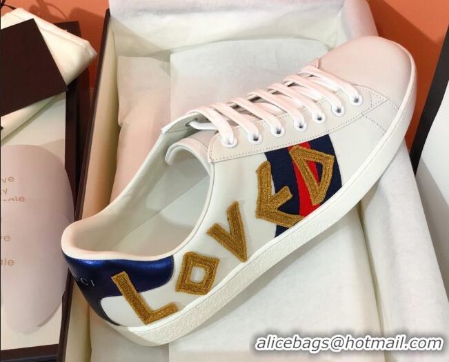 Good Looking Gucci Ace Sneakers in Embroidered Leather 022140 White