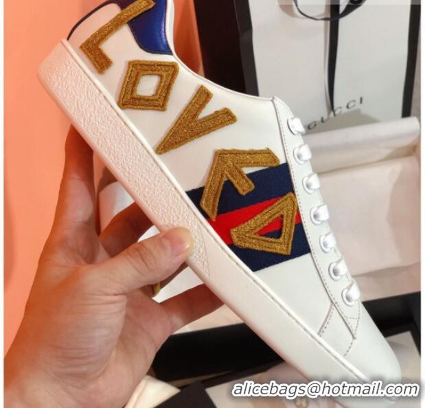 Good Looking Gucci Ace Sneakers in Embroidered Leather 022140 White