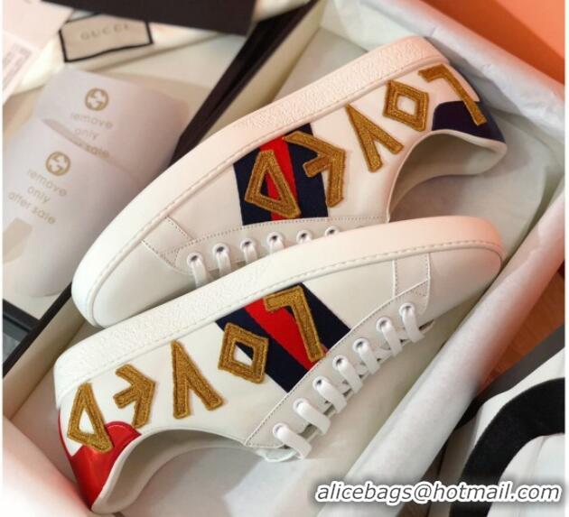 Good Looking Gucci Ace Sneakers in Embroidered Leather 022140 White