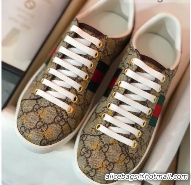 Best Luxury Gucci Ace Sneakers in GG Supreme Bees Canvas 022142