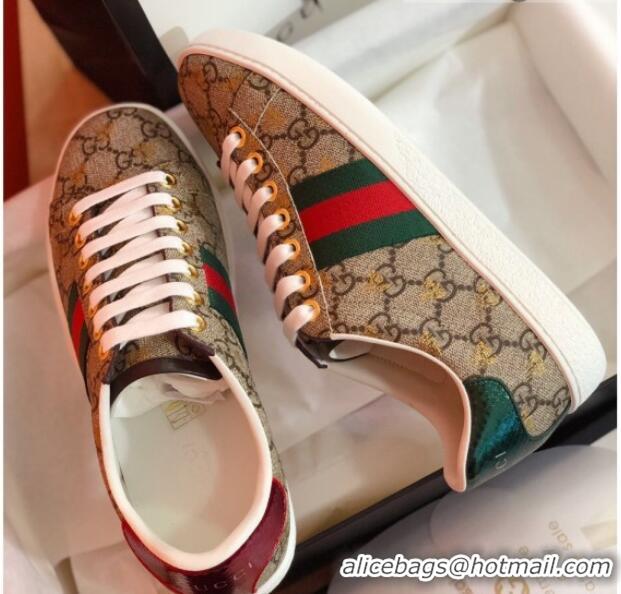 Best Luxury Gucci Ace Sneakers in GG Supreme Bees Canvas 022142