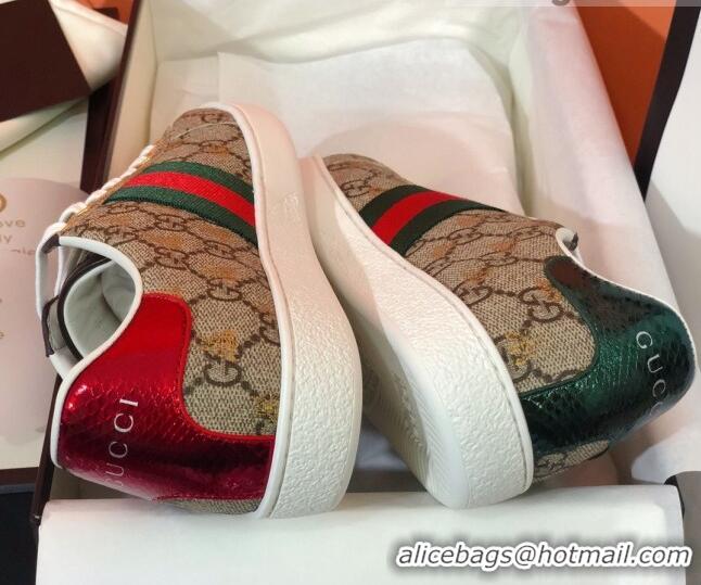 Best Luxury Gucci Ace Sneakers in GG Supreme Bees Canvas 022142