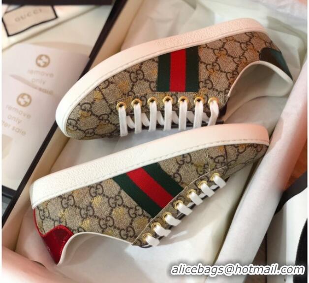 Best Luxury Gucci Ace Sneakers in GG Supreme Bees Canvas 022142