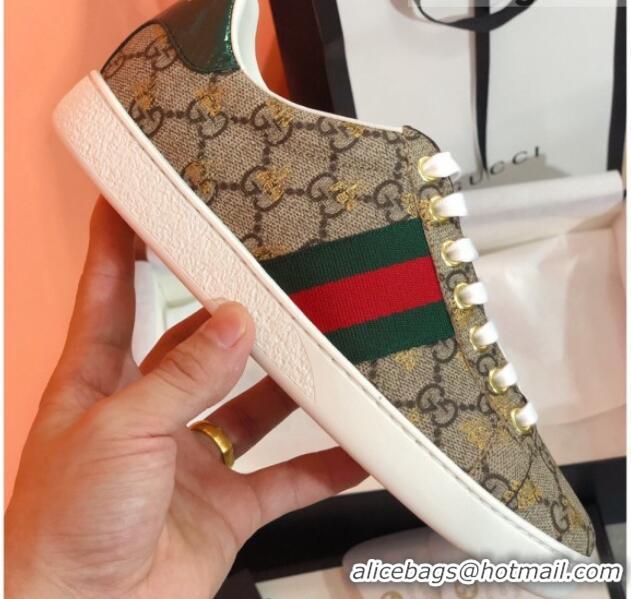 Best Luxury Gucci Ace Sneakers in GG Supreme Bees Canvas 022142