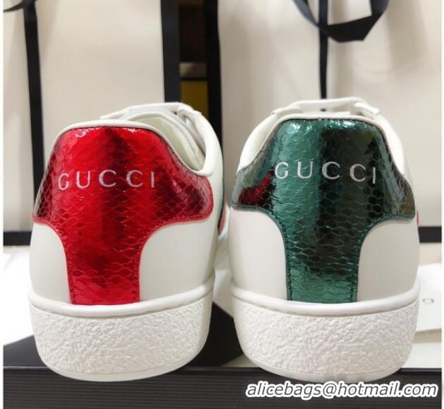 Low Price Gucci Ace Sneakers in Love Embroidered Leather White 022143