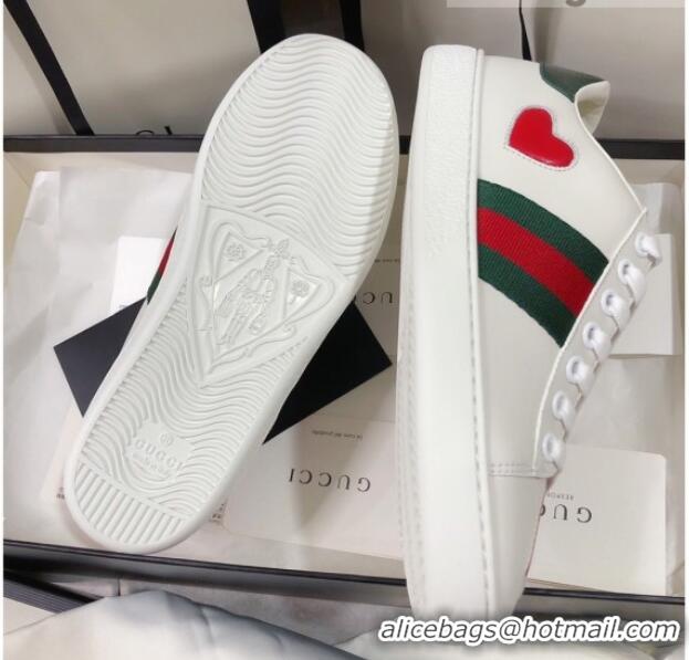 Low Price Gucci Ace Sneakers in Love Embroidered Leather White 022143