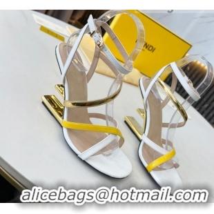 Low Cost Fendi First F Calfskin Strap Heel 8.5cm Sandals Gold 215100