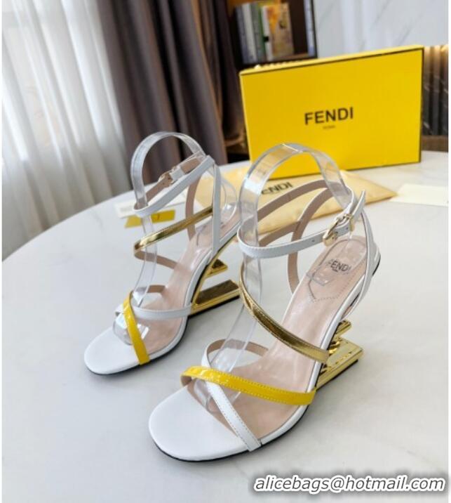 Low Cost Fendi First F Calfskin Strap Heel 8.5cm Sandals Gold 215100